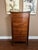 French Country Antique French Chest of Drawers Semainier Louis XVI White Marble Mahogany C1900 For Sale - Image 3 of 18