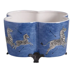 Scalamandre Maison by Port 68 Zebra Blue Quatrefoil Planter