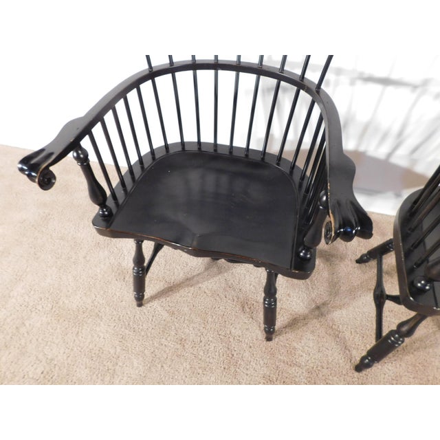 Massive Pair Vintage D R Dimes Style Painted Comback Windsor Arm Chairs For Sale - Image 15 of 15