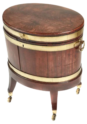 Antique George III Oval Mahogany Brass Bound Wine Cooler