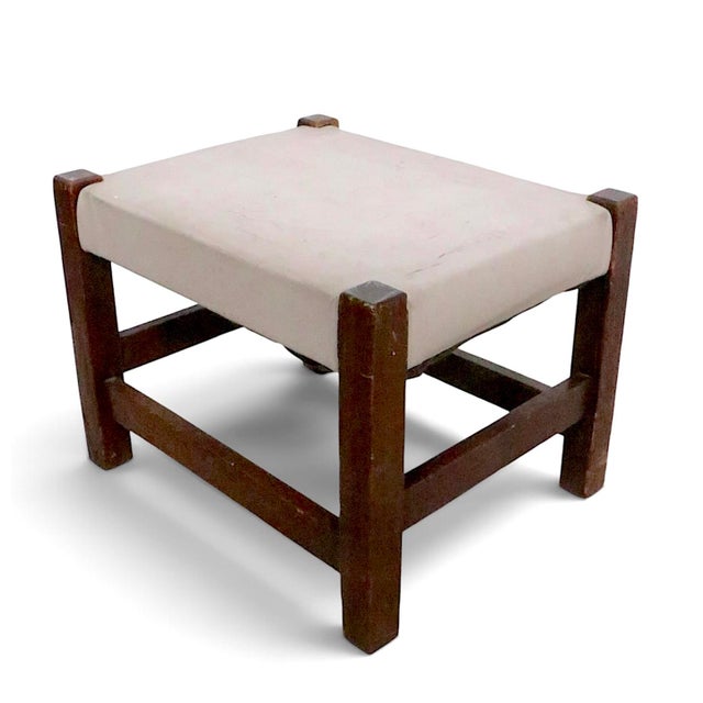 Wood Early 20th Century Mission Oak Arts and Crafts Period Stool Ottoman Footrest Bench in the Style of Stickley For Sale - Image 7 of 12