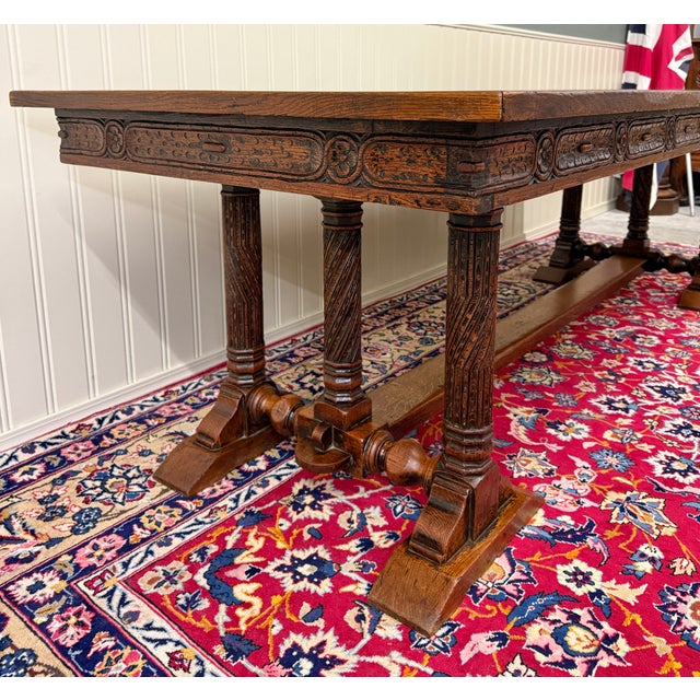 Antique French Renaissance Farmhouse Triple Baluster Dining Table Oak c.1900 For Sale - Image 15 of 18