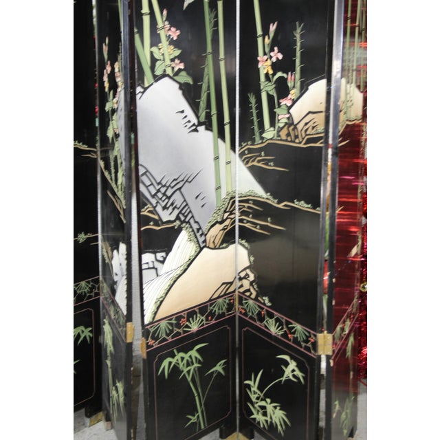 Vintage Six-Paneled Double-Sided Japanese Room Divider Screen For Sale - Image 9 of 18
