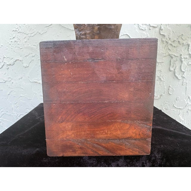 1970s Mid-Century Modern Cast Metal Horse Head Sculpture on Walnut Base, Bronze Finish For Sale - Image 12 of 12