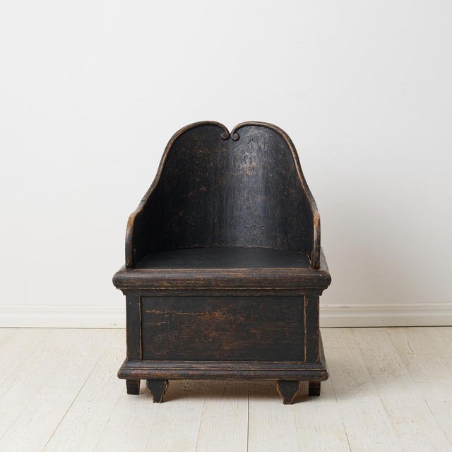 Antique Folk Art Chair with Storage, 1800s For Sale - Image 3 of 10