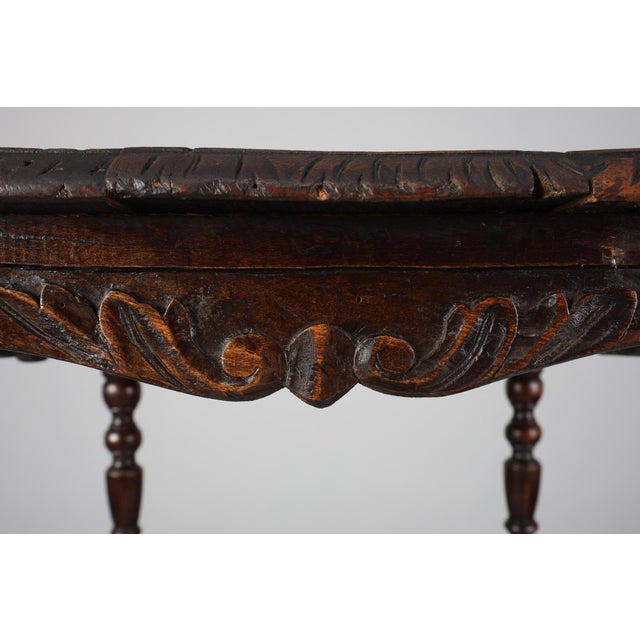 Belgian Oak Carved Square Side Table, 1700s For Sale - Image 5 of 14