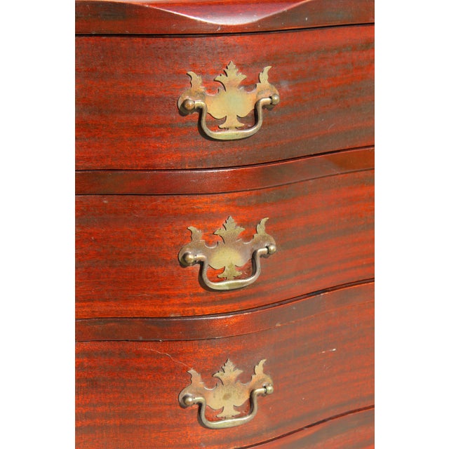 Wood Antique Maddox Colonial Mahogany Oxbow Slant-Front Secretary Desk – Chippendale Style For Sale - Image 7 of 18