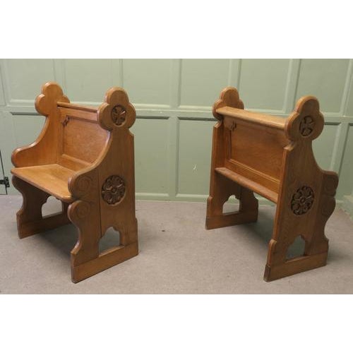 Arts and Crafts Hall Chairs in the style of Pugin, 1880, Set of 2 For Sale - Image 6 of 10