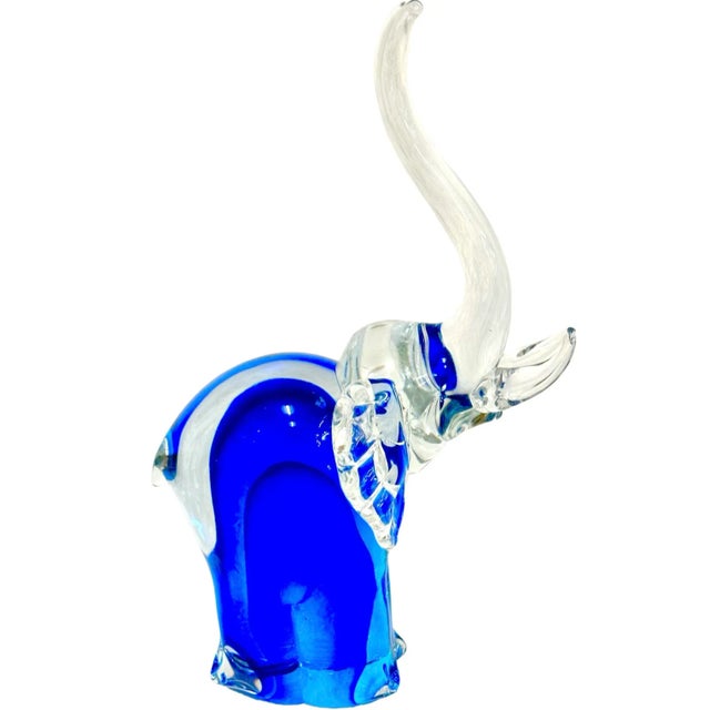 Vintage Cobalt Blue Blown Glass Elephant Paper Weight For Sale In Birmingham - Image 6 of 6