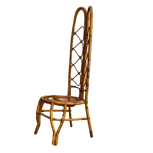 French Riviera bamboo and rattan dining or occasional chair. Excellent original condition.