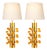 Table Lamps in Polished Brass and Amber Glass from Justfurnituress SRL, Set of 2 For Sale