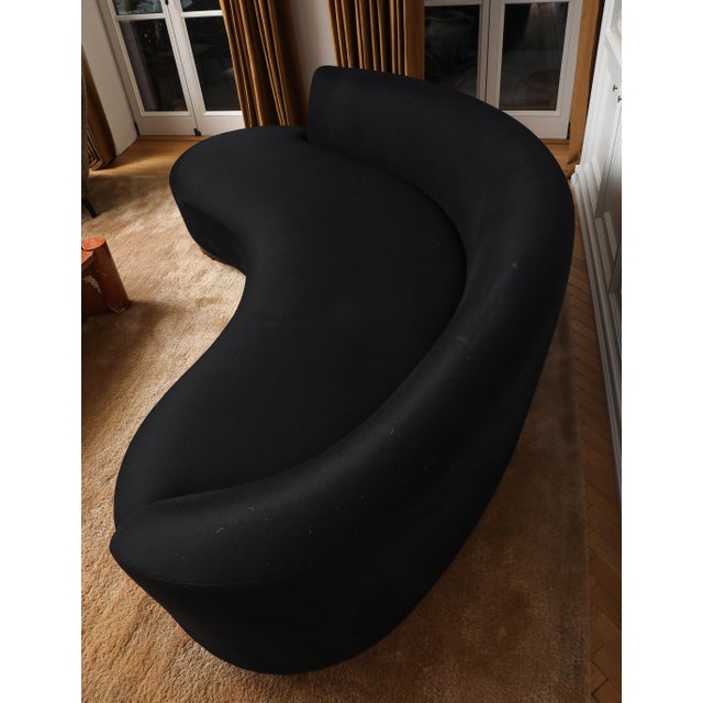 Black Vladimir Kagan for Directional Serpentine Cloud Sofa in Black Cashmere, 1970s For Sale - Image 8 of 10