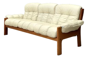Vintage Ekornes Channel Tufted Leather Sofa