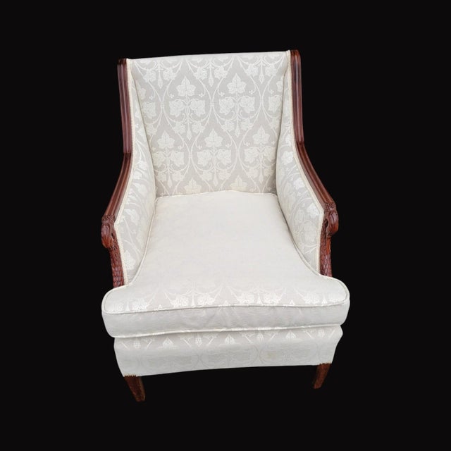 Elevate your interior with this elegant 1940s Louis XVI Revival Mahogany Club Chair, newly upholstered in a refined...