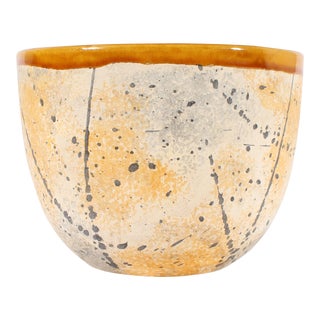 Bitossi Italian Ceramic Yellow and Gray Speckle Planter For Sale