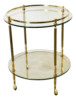 Mid-Century Italian Modern Round Brass and Glass Bar Cart, Italy, 1970s