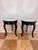 Hollywood Regency Pair of Vintage Black Lacquer Round Side Tables With Beveled Mirrored Tops, Ralph Lauren Mayfair Style For Sale - Image 3 of 12