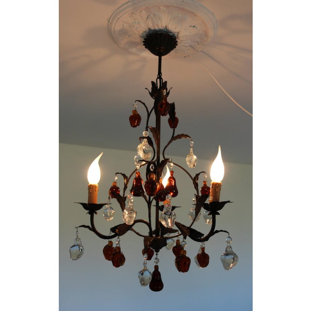 Pendant Chandelier in Wrought Iron and Murano Glass, 1990s For Sale - Image 6 of 9