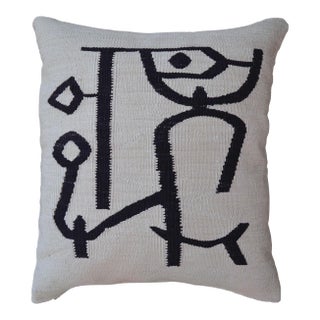 Paul Klee - Lady Apart (Dame Abseits) - Inspired Silk Hand Woven Pillow Cover For Sale