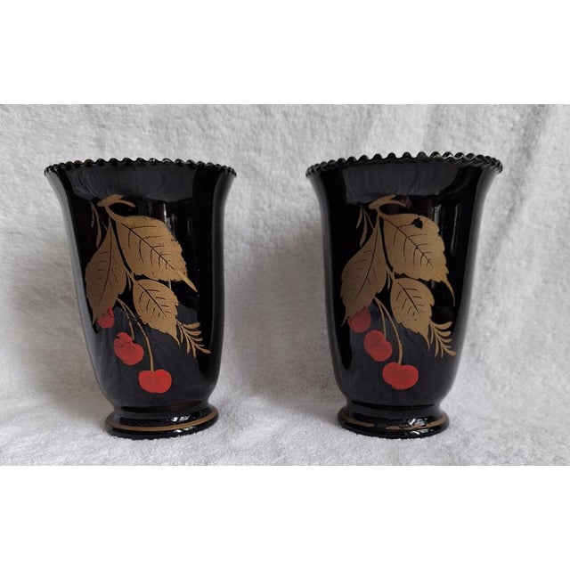 1930s Art Deco Black Glass Vases, 1930s, Set of 2 For Sale - Image 5 of 5