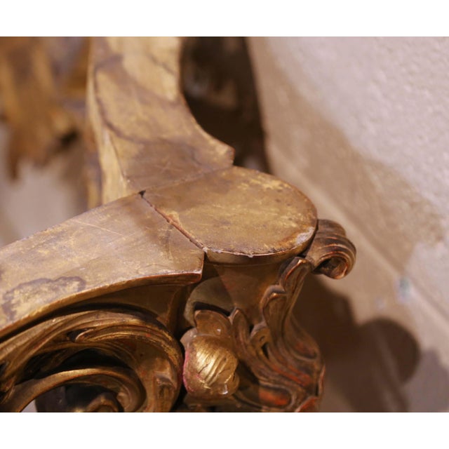 Early 19th Century French Louis XV Rococo Giltwood Console With Rouge Marble Top For Sale - Image 16 of 18