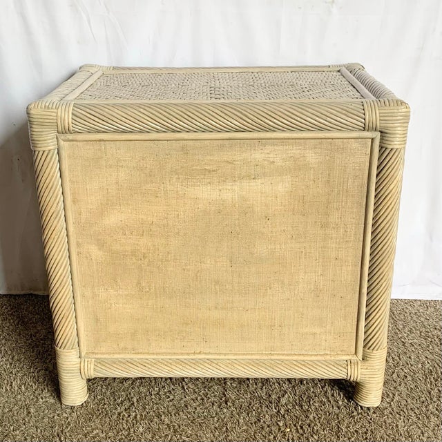 Beige Boho Coastal Beige Twisted Pencil Reed Wicker Nightstand For Sale - Image 8 of 10