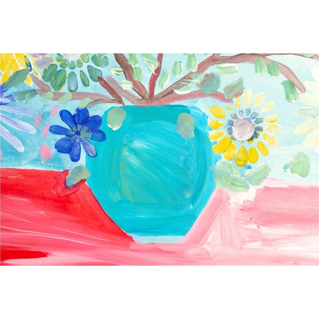Laura Davis (American, North Carolina, 21st C.) "Green Blooms" Acrylic on Canvas For Sale - Image 4 of 5