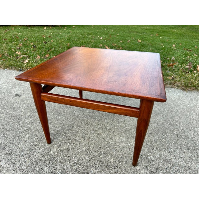 Vintage Heritage Mid-Century Danish Modern Solid Walnut Side Table | Sculpted Minimalist Accent Table | MCM End Table For Sale - Image 9 of 12