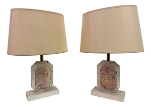 Vintage Travertine Table Lamps, 1970s, Set of 2