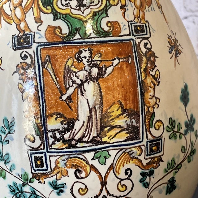 Vintage Majolica Neo Renissance Angelic Pottery Vase/Decanter Beautiful Piece Rare! For Sale - Image 11 of 14