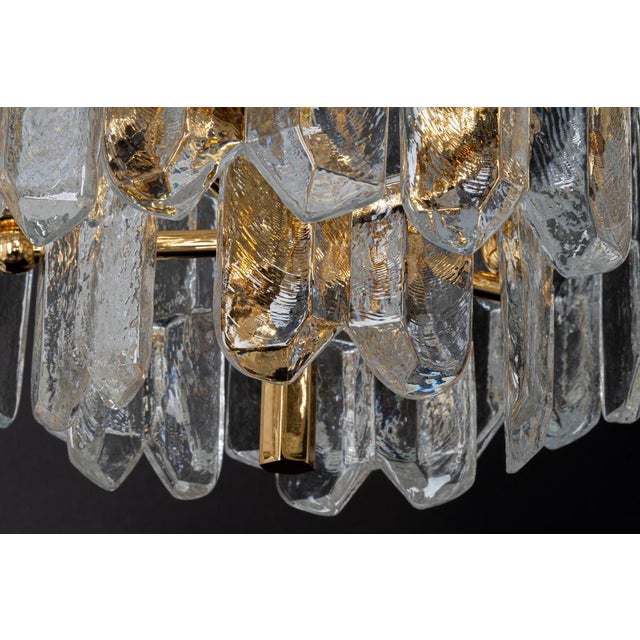 Gilt Brass and Crystal Glass Light Fixture from Kalmar, Austria, 1970s For Sale - Image 8 of 10