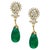 GIA Certified 28 Ct Emerald Cabochon & Diamond Drops Hanging Earrings 14 KYG For Sale - Image 15 of 18