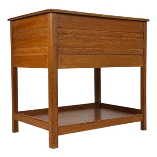 Antique Early 20th Century English Oak Storage Box on Stand For Sale