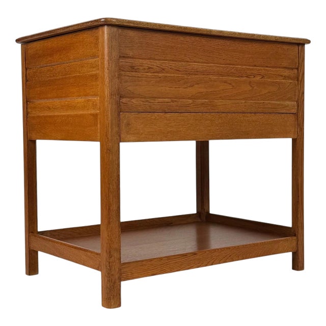 Antique Early 20th Century English Oak Storage Box on Stand For Sale