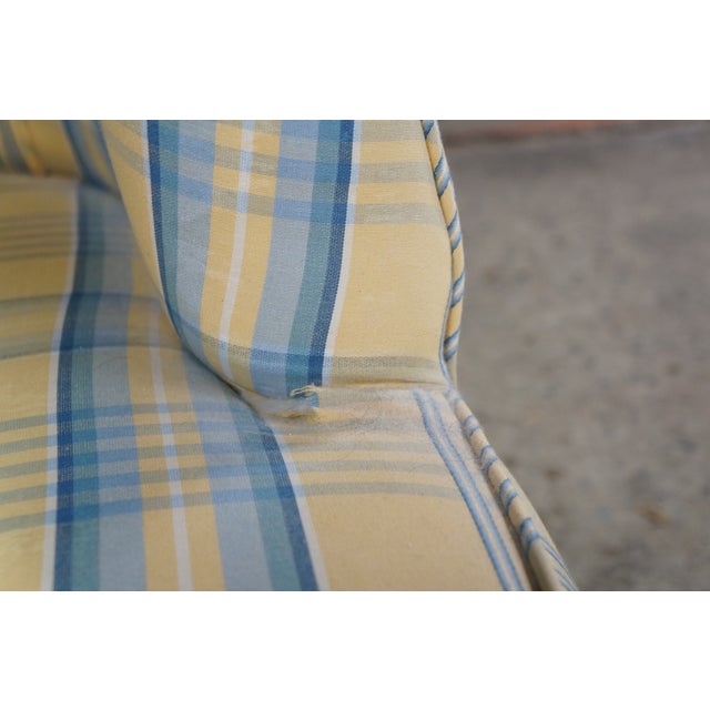Wood Early 20th-Century Tufted Plaid Chaise Lounge on Turned Mahogany Baluster Legs For Sale - Image 7 of 18