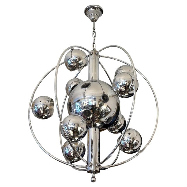 Mid-Century Modern Italian Space Age Chrome Chandelier from Reggiani, 1960 For Sale - Image 6 of 6