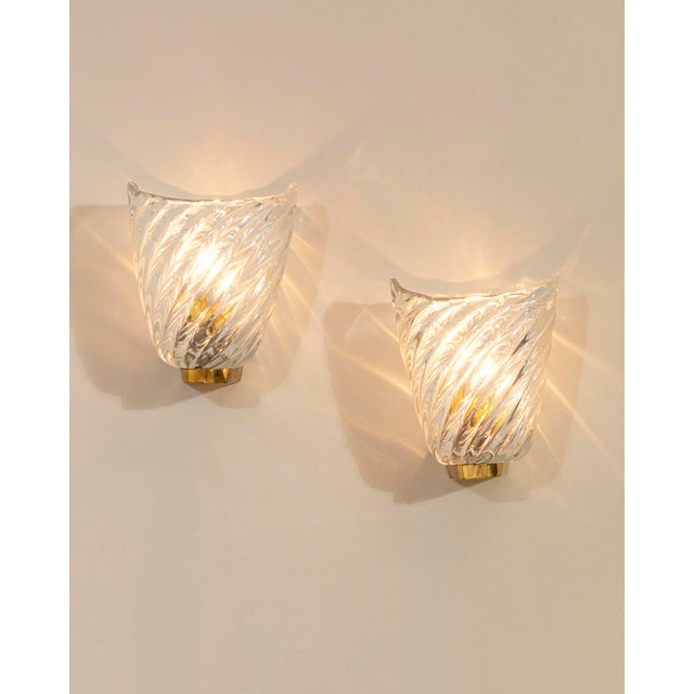 Venini Murano Glass Wall Lamps by Venini, 1950, Set of 2 For Sale - Image 4 of 7