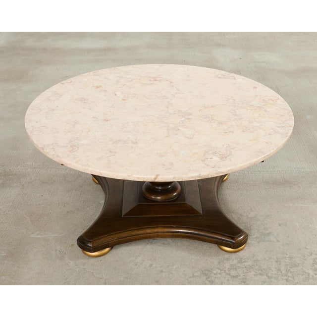 Midcentury Round Marble Top Pedestal Cocktail Table For Sale - Image 10 of 16