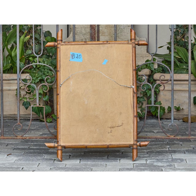 French French Faux Bamboo Wall Mirror with Carved Frame, circa 1900 For Sale - Image 3 of 12