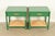 Mid-Century Modern Michael Taylor for Baker Furniture Mid-Century Hollywood Regency Green Lacquer and Cane Campaign Nightstands, Newly Refinished For Sale - Image 3 of 15