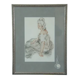 Antique 1898 Manon French Rene Francois Xavier Prinet Lithograph Print, Framed