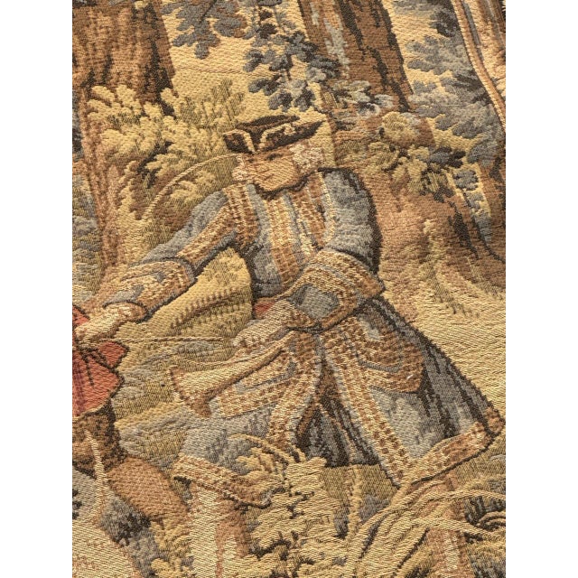 Textile Vintage French Aubusson Jacquard Tapestry Hunting with Hounds, 1970s For Sale - Image 7 of 18