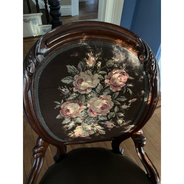 Late 19th Century Victorian Needlepoint Lounge Chair For Sale In Baltimore - Image 6 of 12