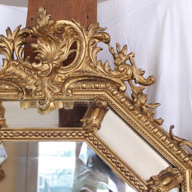 Gold French Gilt Wood Belle Époque Cushion Mirror For Sale - Image 8 of 13