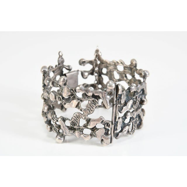 Silver Mid-Century Modernist Brutalist 835 Silver Bracelet by Pegria in the style of Guy Vidal, Italy, 1960s For Sale - Image 8 of 10