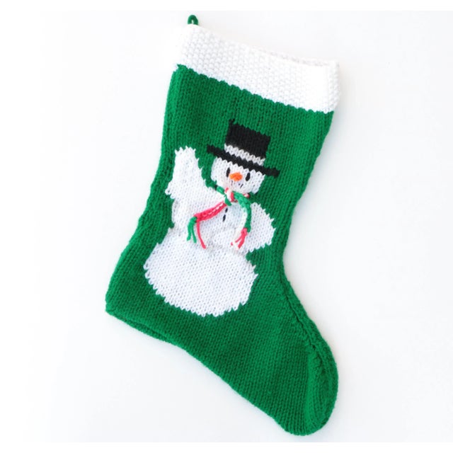 Mid 20th Century Vintage Knit Snowman Christmas Stocking For Sale - Image 5 of 5