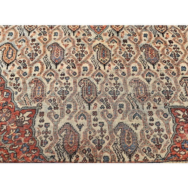 19th Century Persian Farahan Rug, Hand-Knotted Wool, Paisley Pattern, Pale Green & Navy, 4x6 For Sale - Image 18 of 18