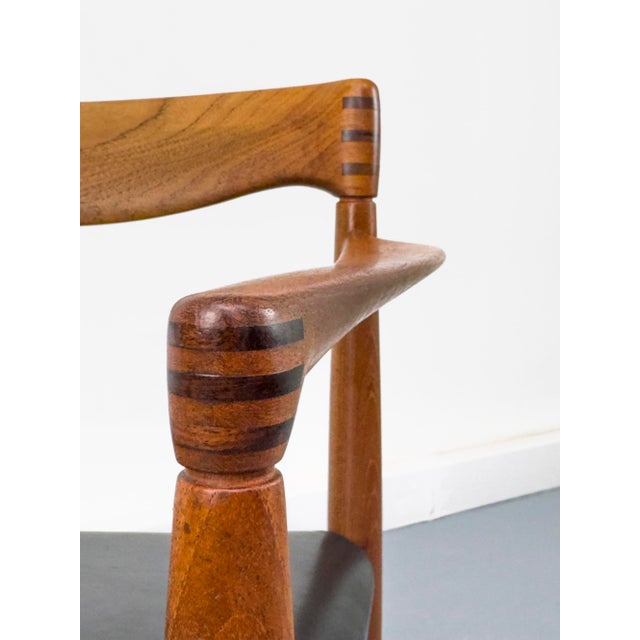 Black Teak and Leather Armchair by H. W. Klein for Bramin, 1960s For Sale - Image 8 of 18
