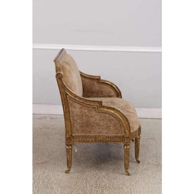2010s Maitland Smith French Louis XVI Style Giltwood Settee Loveseat For Sale - Image 5 of 17