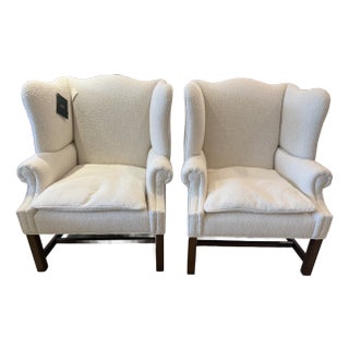 Pair of Baker Furniture Morse Wingback Arm Chair For Sale